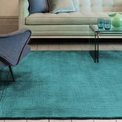 Tapis tufté main en laine bleu lagon 80x150 cm