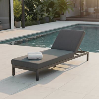 Bain de soleil inclinable en aluminium gris