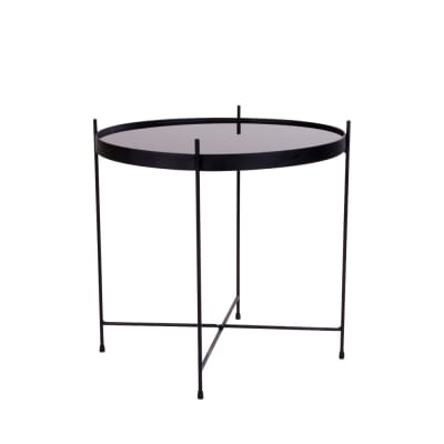 Table basse en verre et métal ø48xh48cm - noir