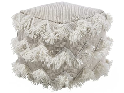 Pouf en tissu beige 40x40cm