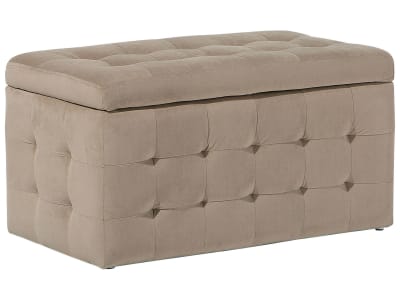 Pouf de rangement velours marron clair