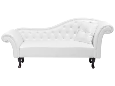Chaise longue côté droit cuir pu blanc