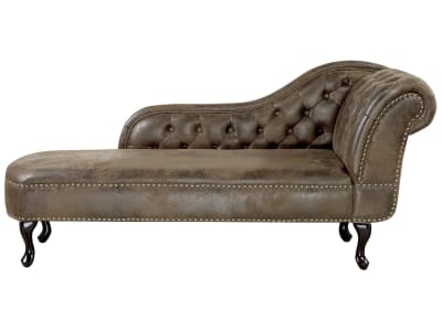 Chaise longue côté droit daim synthétique marron