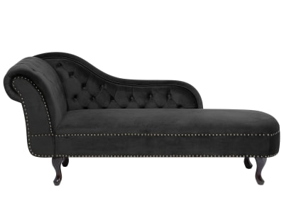Chaise longue côté gauche velours noir