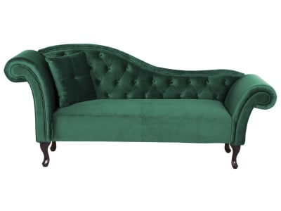 Chaise longue côté gauche velours vert foncé