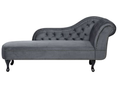 Chaise longue côté droit velours gris