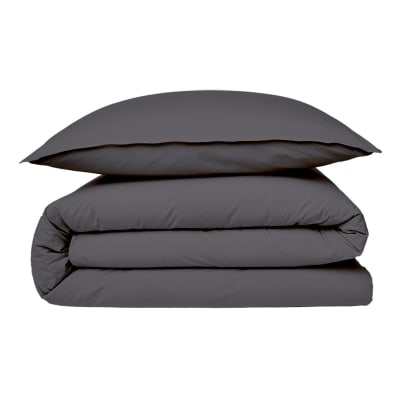 Housse de couette coton  unie zinc 140x200cm