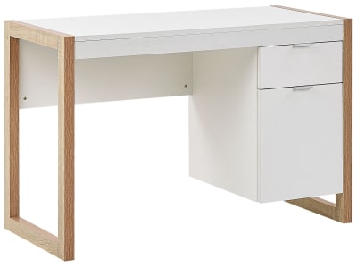 Table de bureau 112 cm 50 cm avec rangement marronblanc