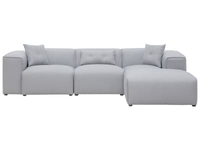 Canapé d'angle 3 personnes en tissu gris