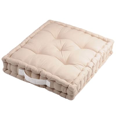 Coussin de sol bicolore coton lin 45 x 45