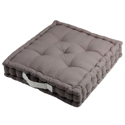 Coussin de sol bicolore coton gris 45 x 45