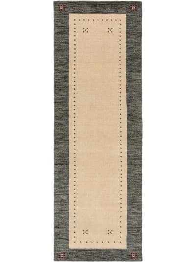 Tapis de couloir en laine beige/gris 80x300
