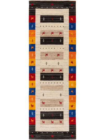 Tapis de couloir en laine multicouleur 80x250