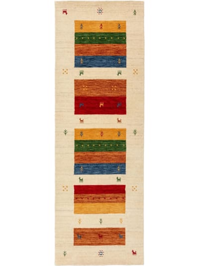 Tapis de couloir en laine multicouleur/beige 80x250