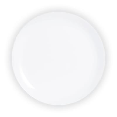 Assiette plate blanche en verre opale extra résistant D25cm