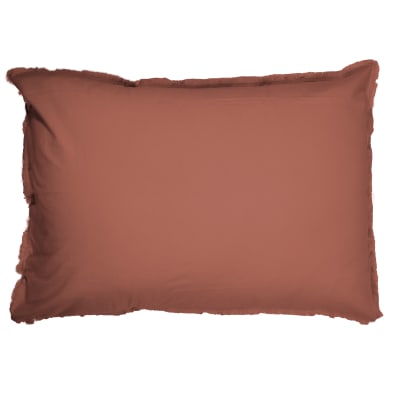 Set de 2 taies d'oreiller unies à franges terre cuite 50x70cm