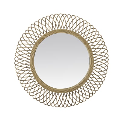 Miroir rond en rotin en rotin marron clair D82