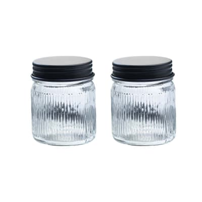 Set de 2 bocaux en verre et laiton