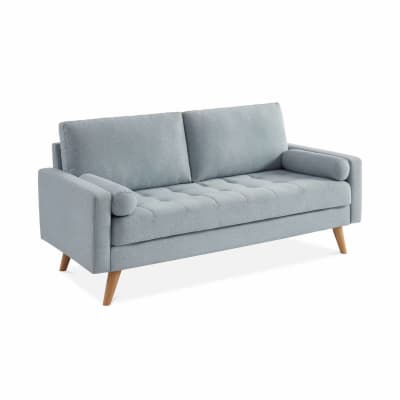 Canapé scandinave 3 places en tissu gris clair droit
