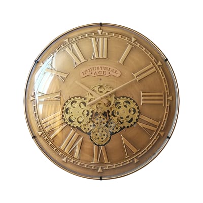Horloge mécanisme convexe verre 60cm dore