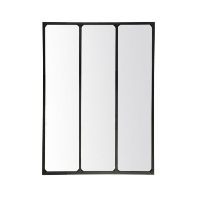 Miroir industriel 3 bandes avec rivets 90x120cm noir