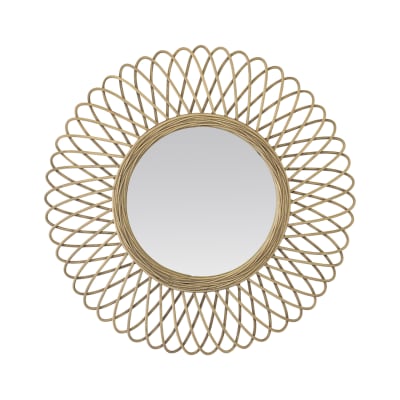 Miroir rond en rotin naturel 58cm naturel
