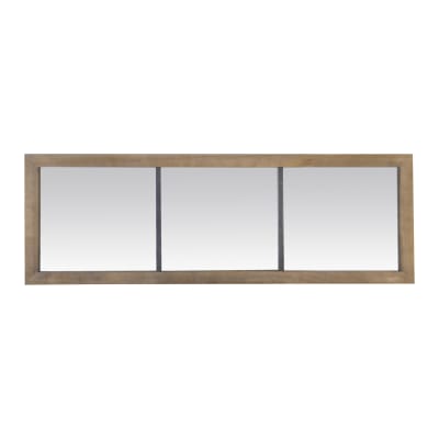 Miroir rectangulaire industriel métal et bois 50x150cm marron