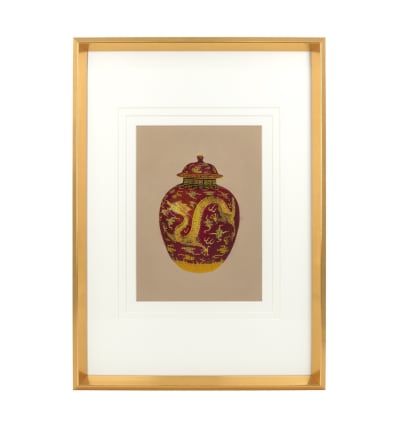Tableau vase rouge avec verre 50x70