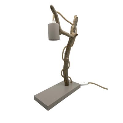 Lampe à poser en bois recyclé taupe