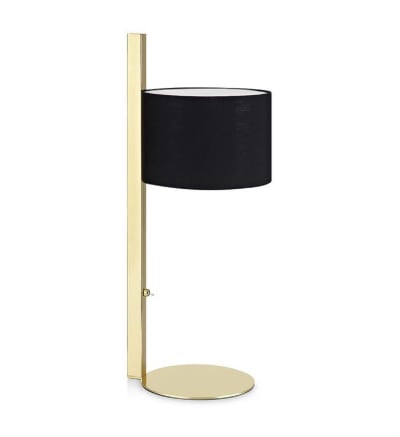 Lampe de table pied laiton et abat-jour velours noir