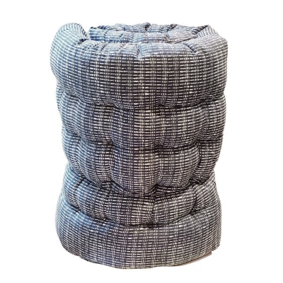 Matelas de sol coton block print imprimé blanc sur fond bleu de prusse