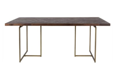 Table de repas en bois d'acacia et laiton