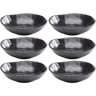 Assiette creuse en grès noir d20 - lot de 6
