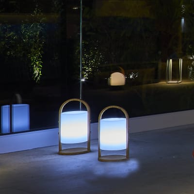 Lot de 2 lampes baladeuses sans fil bois bois h37cm