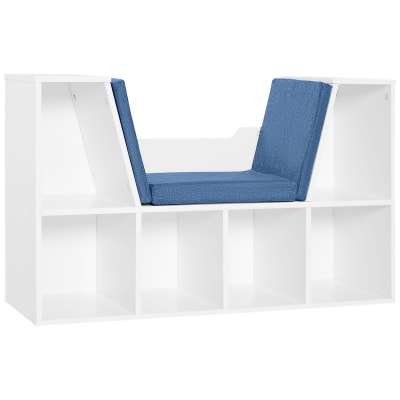 Bibliothèque banc 2 en 1 - 6 casiers coussins inclus