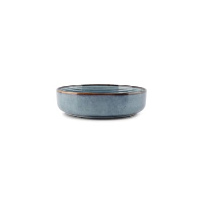 Lot de 2 assiettes creuse bleu en grès 22xh6cm