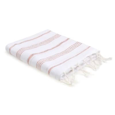 Fouta paréo coton 100x200 blanc & cuivre