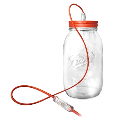Lampe bocal en verre rouge clair
