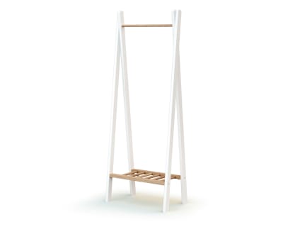 Porte vêtement enfant en bois blanc et hêtre brut 50 x 30 x 130 cm