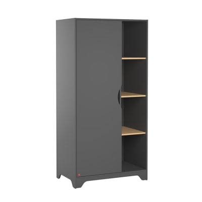 Armoire 1 porte leaf panneaux mélaminés gris