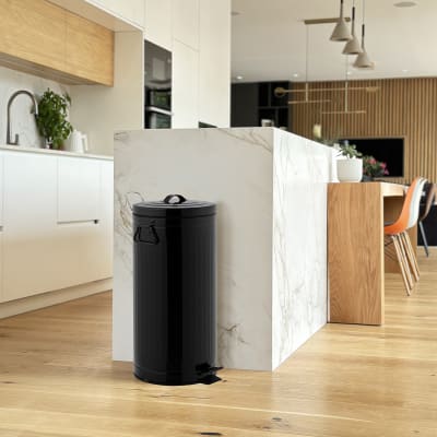 Poubelle de cuisine à pédale acier inoxydable noir 30l