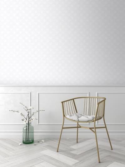 Papier peint intissé Gatsby art déco écailles blanc or 1005x52cm