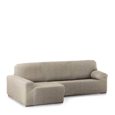 Housse de canapé en l gauche extensible taupe 250 - 360 cm