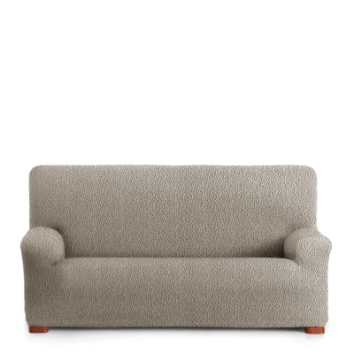 Housse de canapé 4 places extensible taupe 210 - 290 cm