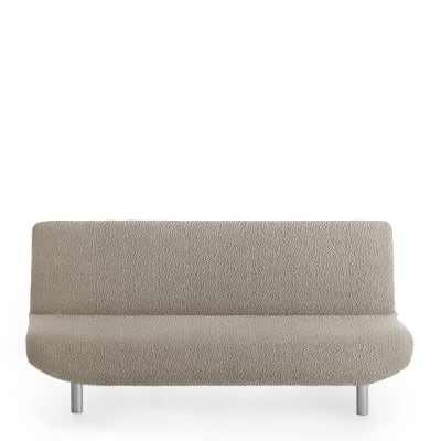 Housse de canapé click clack extensible taupe 180 - 230 cm