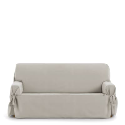 Housse de canapé 2 places avec des rubans taupe 140 - 180 cm