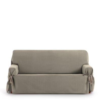 Housse de canapé 2 places avec des rubans taupe 140 - 180 cm