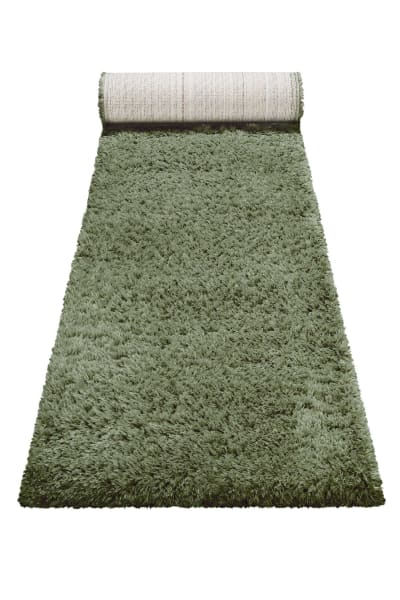 Tapis de couloir uni vert olive 100% de matière recyclée 80x400