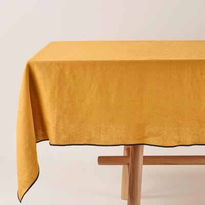 Nappe rectangulaire en lin jaune 170x320 cm