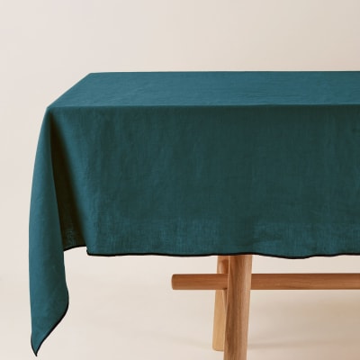 Nappe rectangulaire en lin bleu 170x250 cm